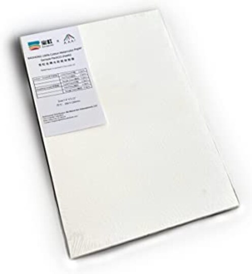 BAOHONG; Baohong Watercolor Paper, 190x130mm Sample Pack, 100% Cotton, 140lb/300gsm, 15 Sheets (5xTextured Cold Press, 5xHot Press and 5xRough); Category:Paper Pads; Image:1